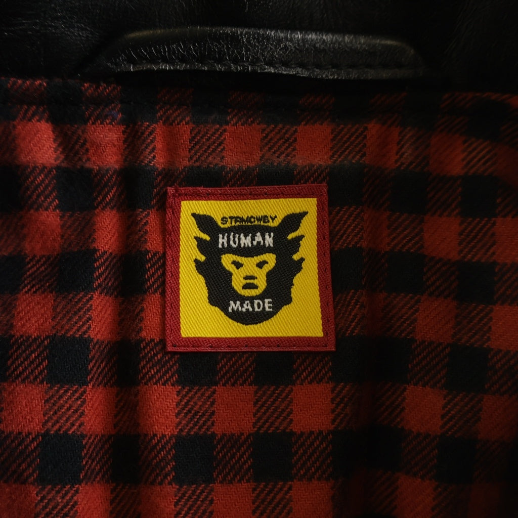 HUMAN MADE(ヒューマンメイド) LETHER JACKET ロゴワッペン ホーススキン レザージャケット ブラック HM28JK047