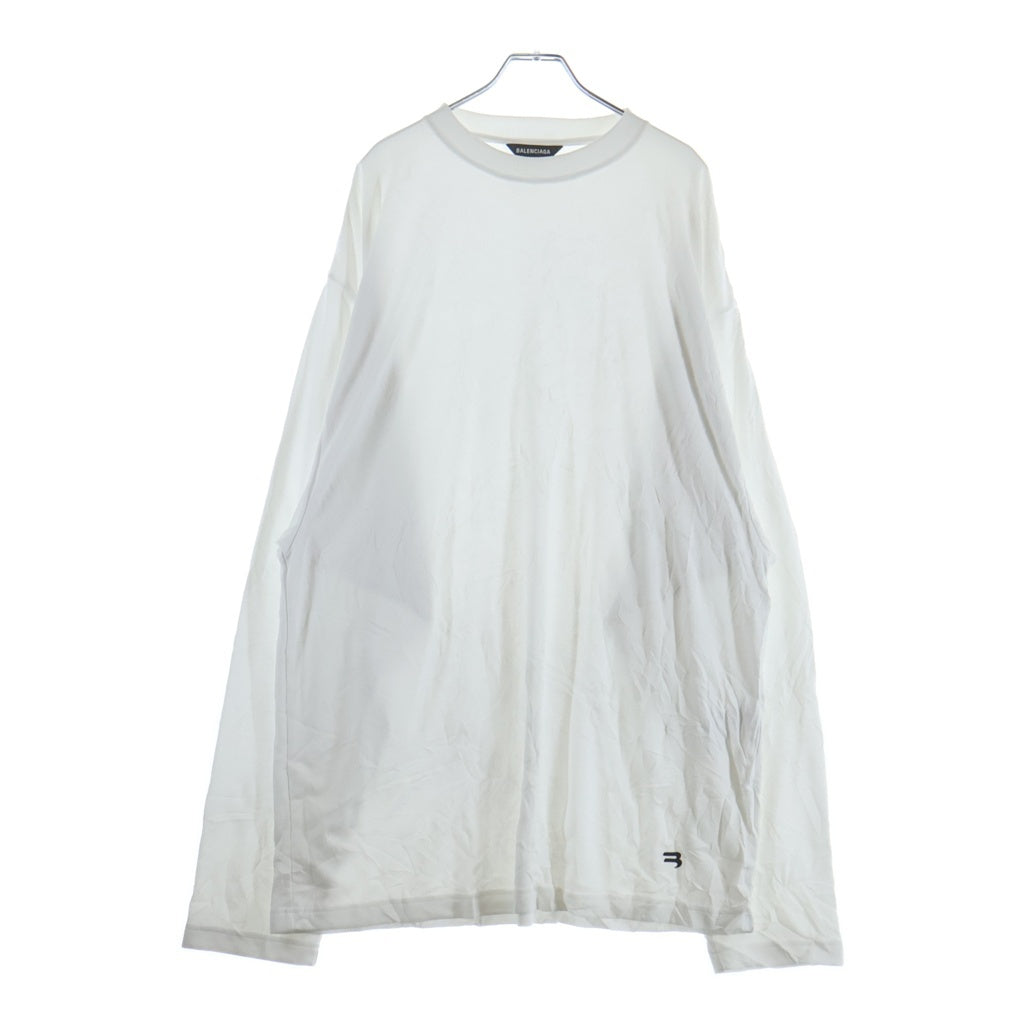 BALENCIAGA(バレンシアガ) ポリエステル ロゴエンブロイダリー スポーツ クルーネック長袖Tシャツ カットソー ホワイト 657093 TKV24