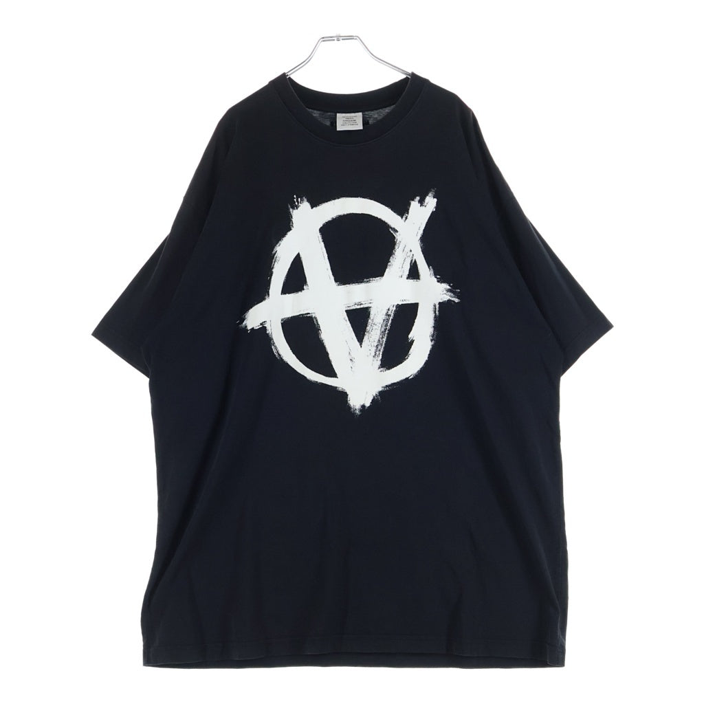 VETEMENTS(ヴェトモン) 22AW DOUBLE ANARCHY LOGO T-SHIRT ダブルアナーキー 両面ロゴプリント クルーネック半袖Tシャツ カットソー ブラック UA53TR500X