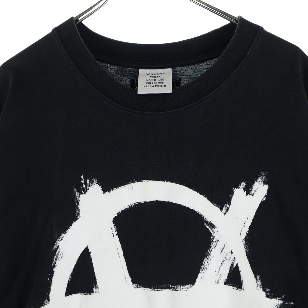 VETEMENTS(ヴェトモン) 22AW DOUBLE ANARCHY LOGO T-SHIRT ダブルアナーキー 両面ロゴプリント クルーネック半袖Tシャツ カットソー ブラック UA53TR500X