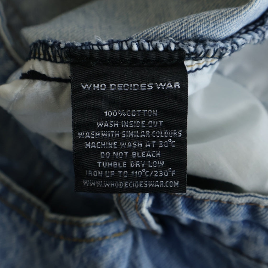 NO BRAND(ノーブランド) WHO DESIDES WAR フーディサイズウォー ダメージ加工 ジップフライデニムパンツ インディゴ