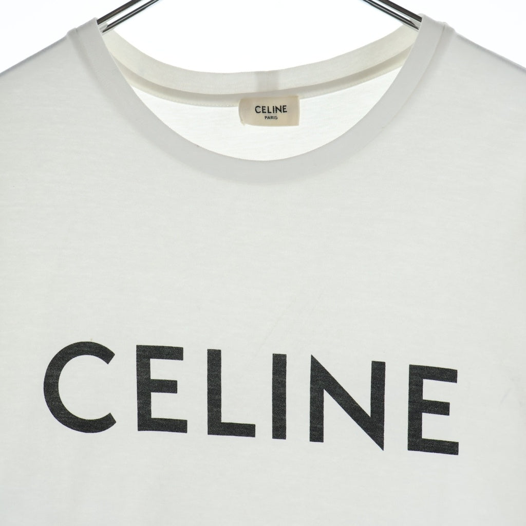 CELINE(セリーヌ) Classic T-Shirt クラシック フロントロゴプリント クルーネック半袖Tシャツ カットソー ホワイト 2X308916G