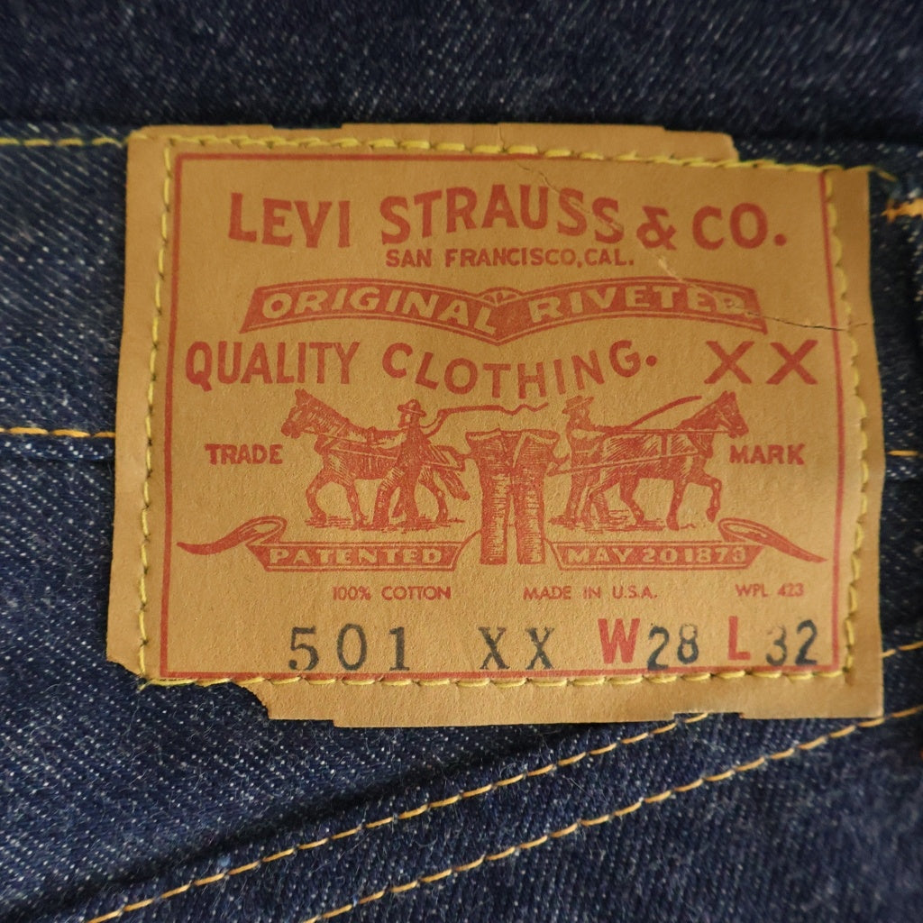 Levi's(リーバイス) 60S VINTAGE 501XX FINAL MODEL DEADSTOCK ギャラ無し 紙パッチ リベット無し 最終モデル ボタン裏E 不均等V BIGE Vステッチ ボタンフライ デニムパンツ