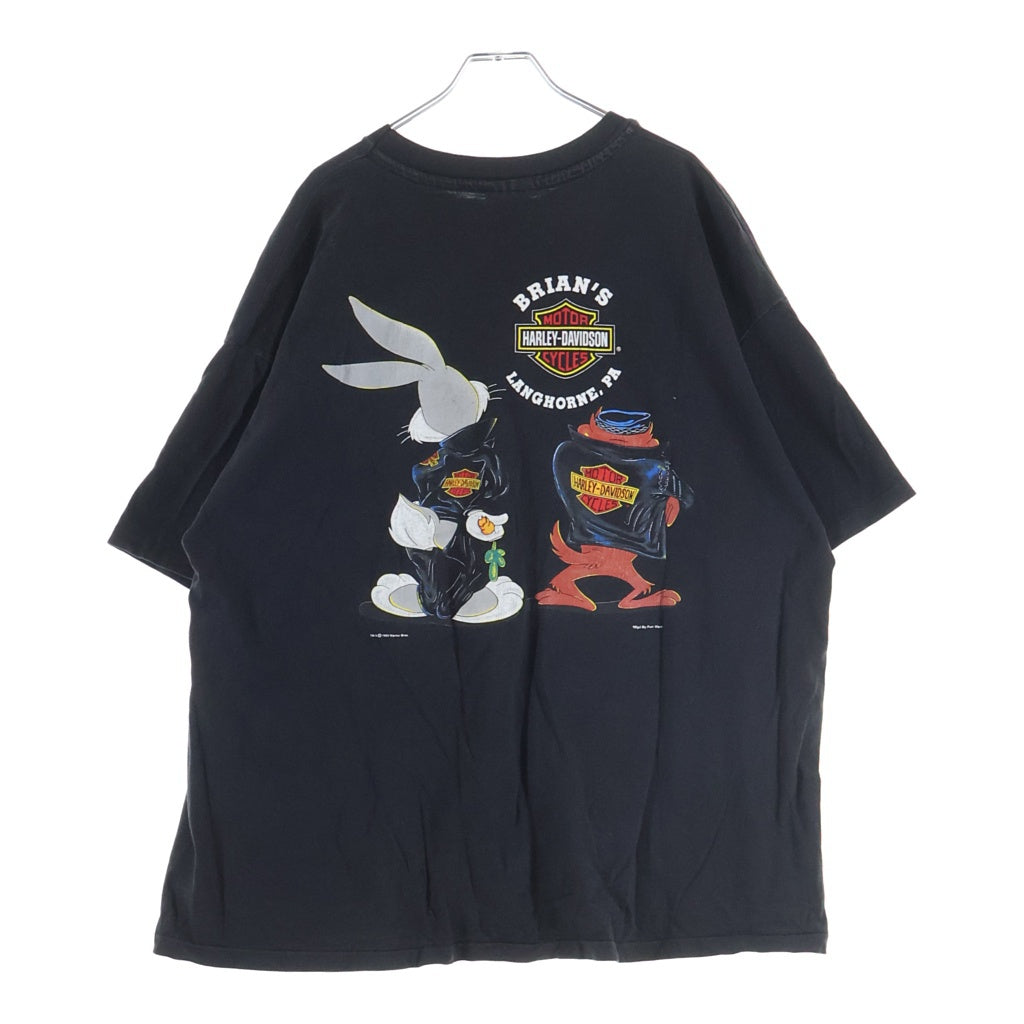 HARLEY DAVIDSON(ハーレーダビッドソン) 90S LOONEY TUNES ヴィンテージ USA製 ルーニーテューンズ キャラクタープリント クルーネック 半袖Tシャツ カットソー ブラック