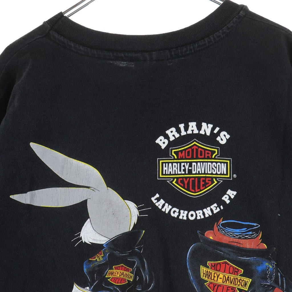 HARLEY DAVIDSON(ハーレーダビッドソン) 90S LOONEY TUNES ヴィンテージ USA製 ルーニーテューンズ キャラクタープリント クルーネック 半袖Tシャツ カットソー ブラック