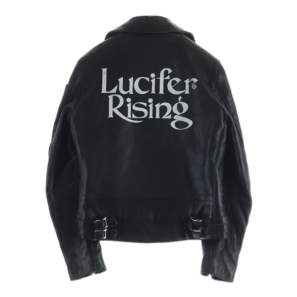 HYSTERIC GLAMOUR(ヒステリックグラマー) 15SS ×LEWIS LEATHERS LIGHTNING ルイスレザー ライトニング ロゴスタッズパッチ レザー ダブルライダースジャケット ブラック 0151LB01
