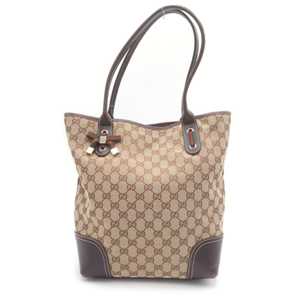 GUCCI(グッチ) PRINCY LINE GGキャンバス プリンシー シェリーライン レザー トートバッグ ベージュ 181779 レディース