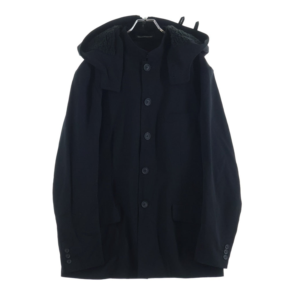 Yohji Yamamoto POUR HOMME(ヨウジヤマモト プールオム) 21AW ウールギャバジン ボアフード 3WAY ジャケット ブラック HX-J17-100