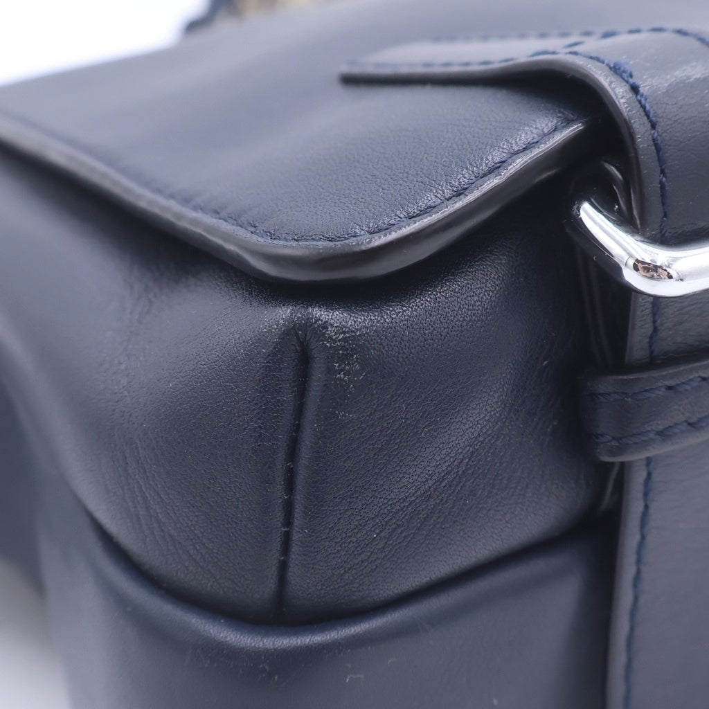 LOEWE(ロエベ) MILITARY MESSENGER XS ミリタリーメッセンジャー レザー ロゴショルダー バッグ ネイビー 553A72X21 652219 レディース