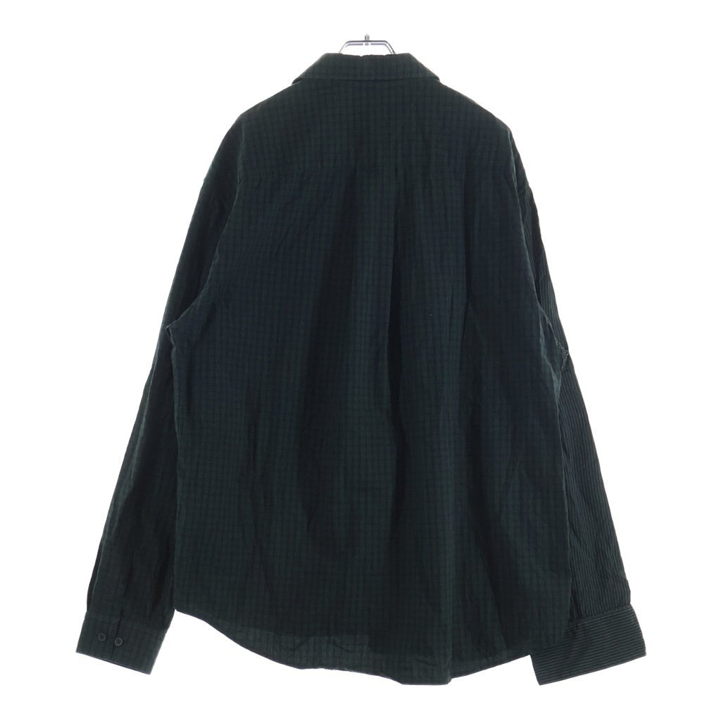 BALENCIAGA(バレンシアガ) 21SS 50/50 Pyjama Shirt アシンメトリー ドッキング チェック 長袖パジャマシャツ グリーン 658854 TKO07