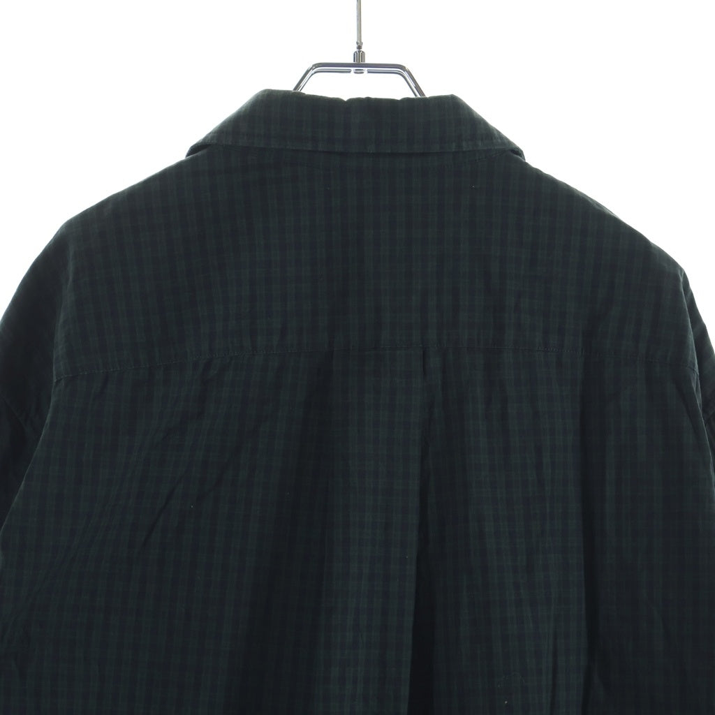 BALENCIAGA(バレンシアガ) 21SS 50/50 Pyjama Shirt アシンメトリー ドッキング チェック 長袖パジャマシャツ グリーン 658854 TKO07