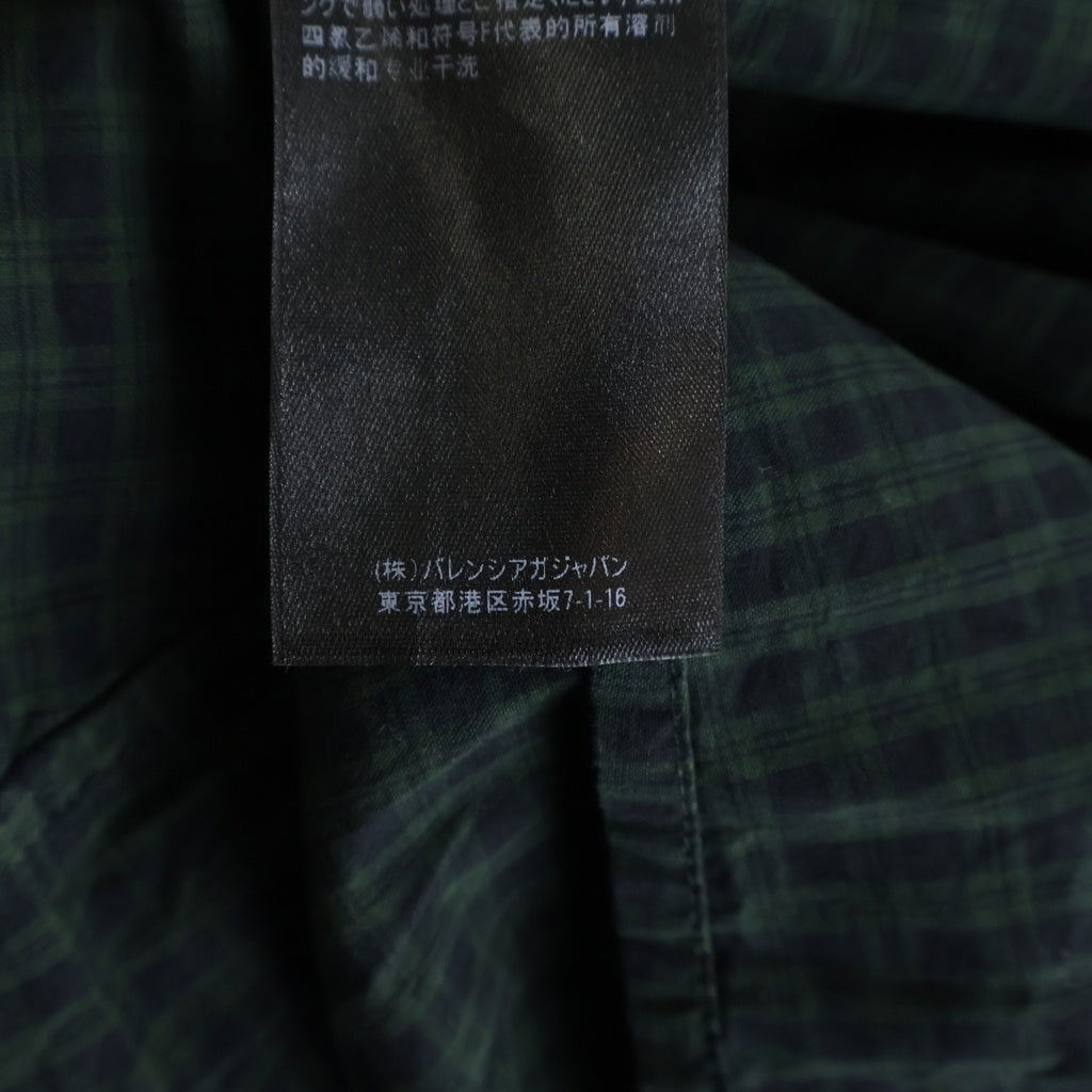 BALENCIAGA(バレンシアガ) 21SS 50/50 Pyjama Shirt アシンメトリー ドッキング チェック 長袖パジャマシャツ グリーン 658854 TKO07