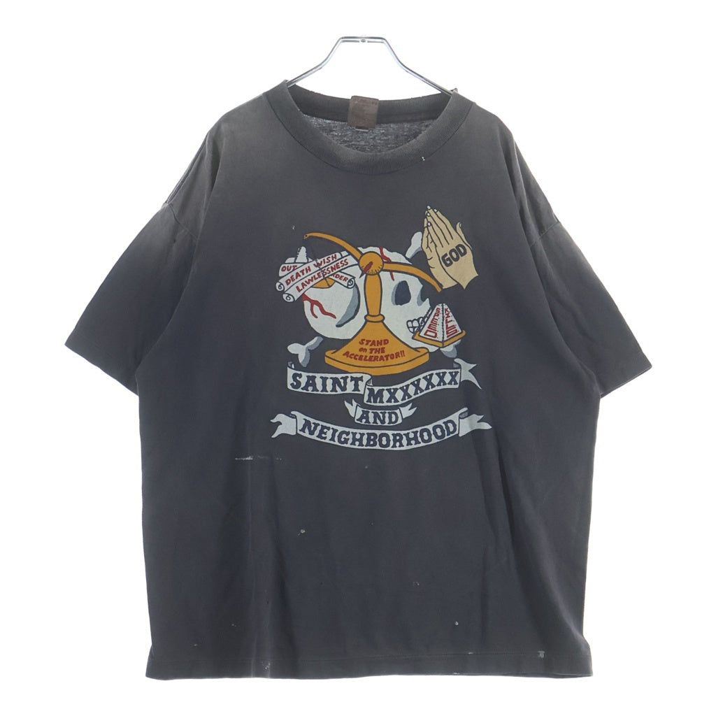 SAINT MICHAEL(セントマイケル) ×NEIGHBORHOOD SAINT FOOD/SS Tee STHD.PRAY ネイバーフッド 半袖Tシャツ ブラック SM-HR8-0000-C68