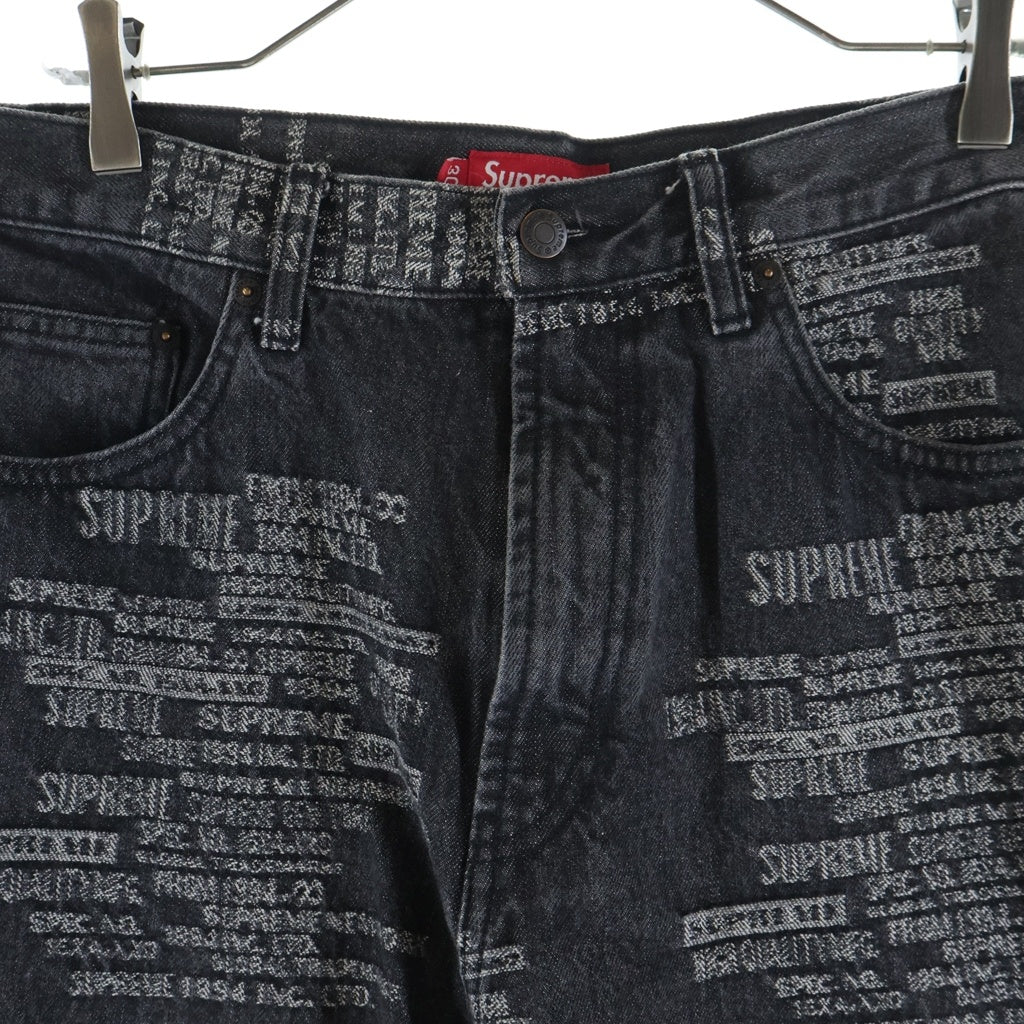 SUPREME(シュプリーム) 23SS Trademark Jacquard Baggy Jean トレードマーク ジャガード バギーデニムパンツ ブラック
