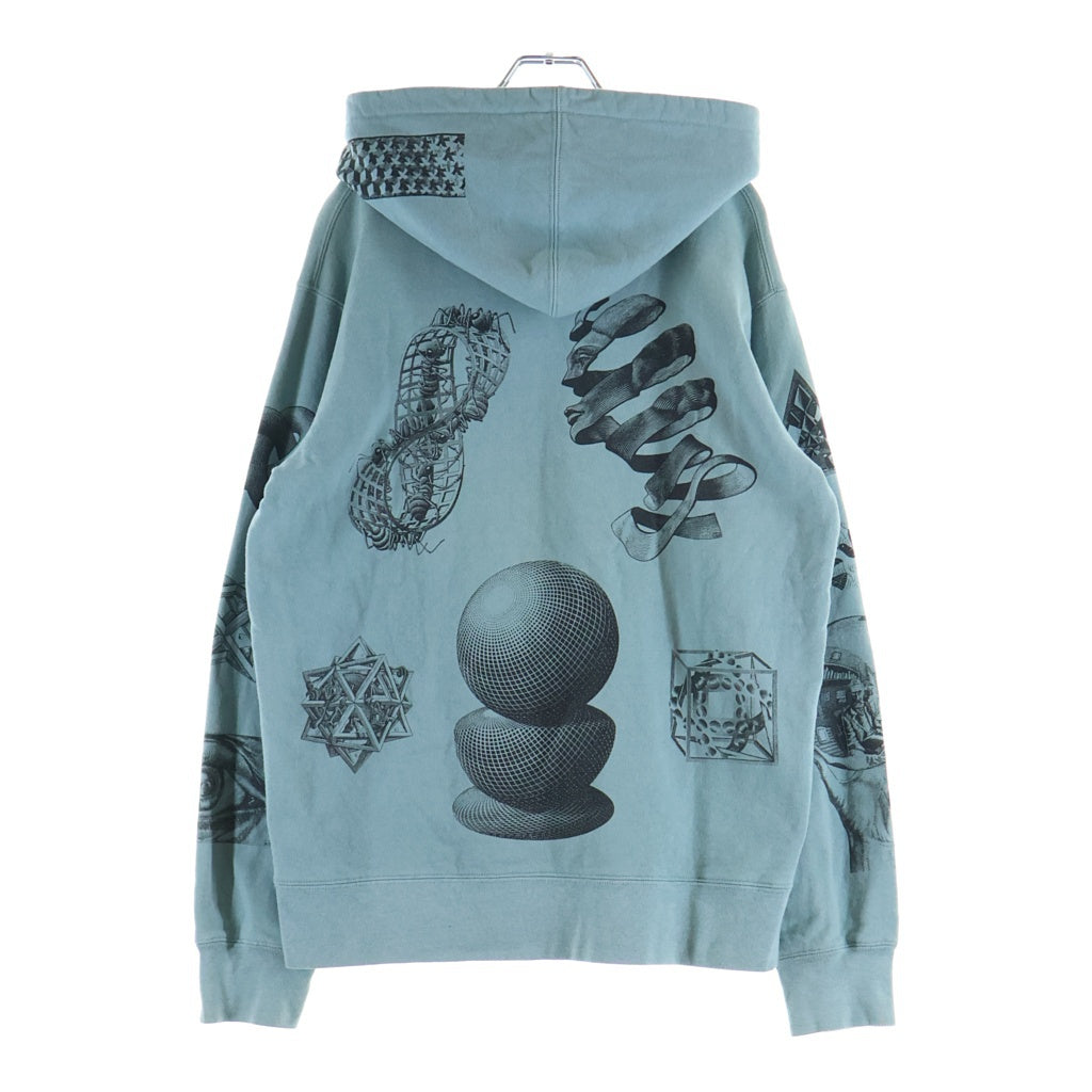 SUPREME(シュプリーム) 17SS M.C. Escher Hooded Sweatshirt マウリッツエッシャー アート総柄プリント プルオーバースウェットパーカー フーディー ブルー