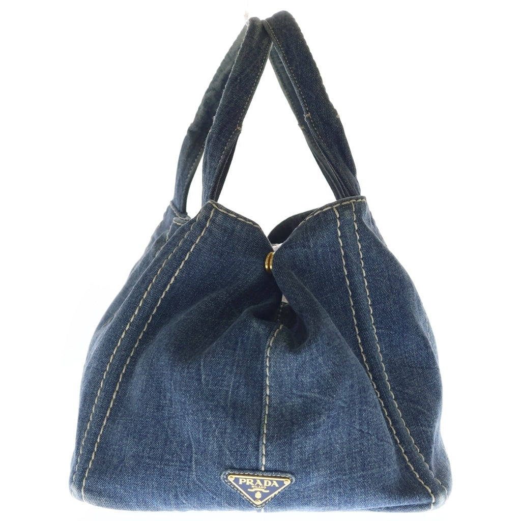 PRADA(プラダ) カナパ 40 デニム トートバッグ ハンドバッグ インディゴ ゴールド金具 レディース