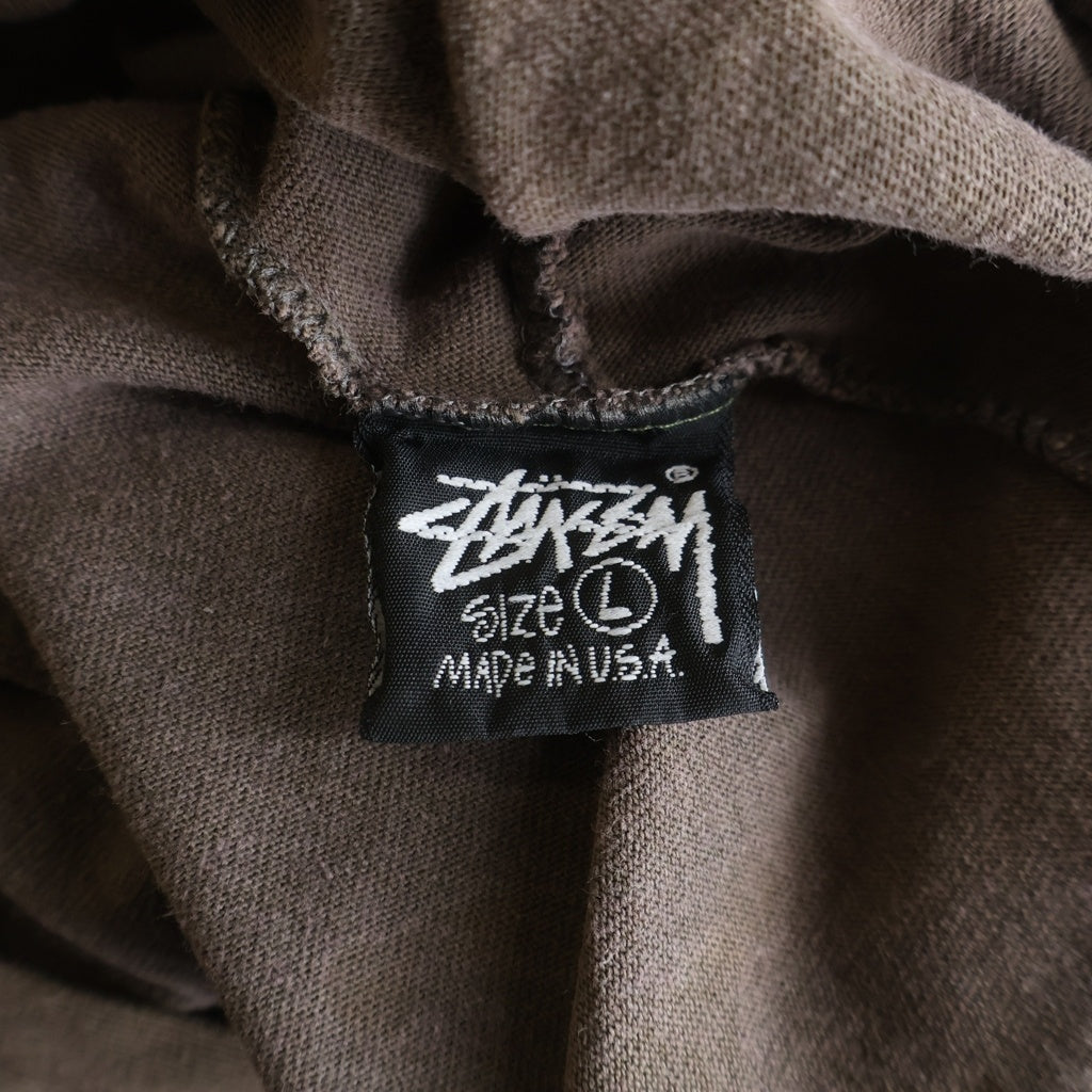 STUSSY(ステューシー) 80S VINTAGE KNOWLEDGE IS KING ヴィンテージ シャドーマン ノウレッジイズキング フーデッド長袖Tシャツ カットソー ブラウン
