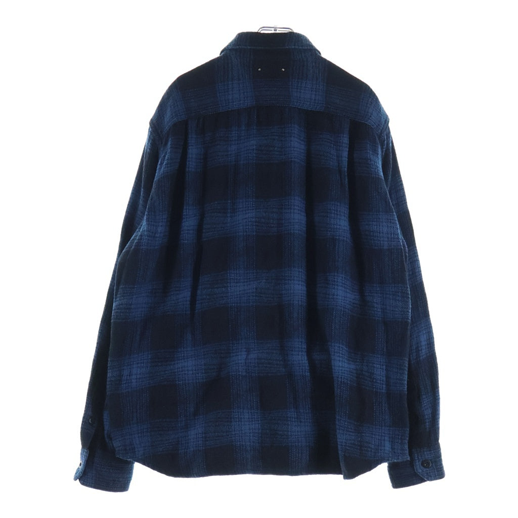 MINEDENIM(マインデニム) DISTORTION OMBRE CHECK FLANNEL OVER SH ディストーション オンブレチェック フランネルオーバーシャツ チェック柄 ウォッシュ加工 ブルー 2410-5001