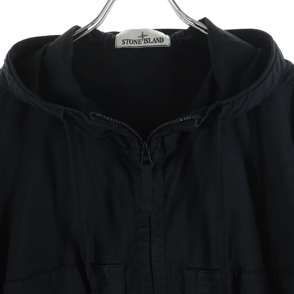 STONE ISLAND(ストーンアイランド) 25SS コットン コンパスロゴパッチ フーデッド ジップアップジャケット ブラック K1S154100091