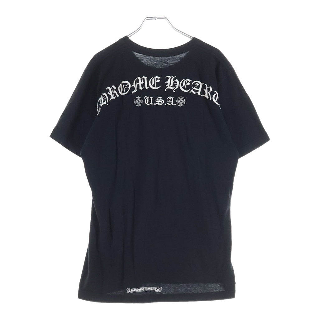 CHROME HEARTS(クロムハーツ) BACK ARCH LOGO SCROLL RAVEL USA PRINT TEE バックアーチ ロゴ スクロール ラベル プリント コットン クルーネック カットソー 半袖 Tシャツ ブラック