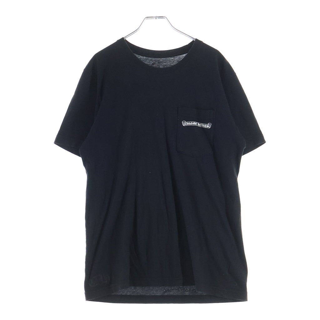 CHROME HEARTS(クロムハーツ) BACK ARCH LOGO SCROLL RAVEL USA PRINT TEE バックアーチ ロゴ スクロール ラベル プリント コットン クルーネック カットソー 半袖 Tシャツ ブラック