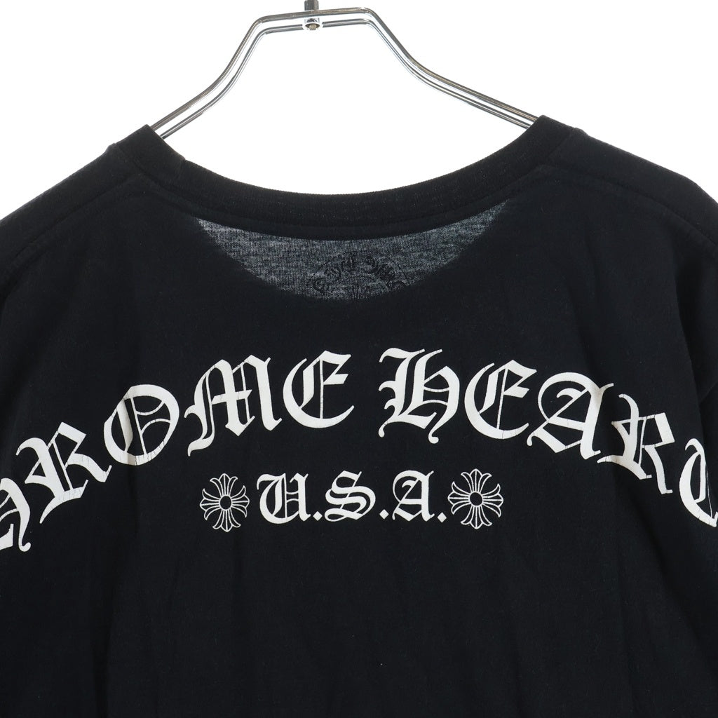 CHROME HEARTS(クロムハーツ) BACK ARCH LOGO SCROLL RAVEL USA PRINT TEE バックアーチ ロゴ スクロール ラベル プリント コットン クルーネック カットソー 半袖 Tシャツ ブラック