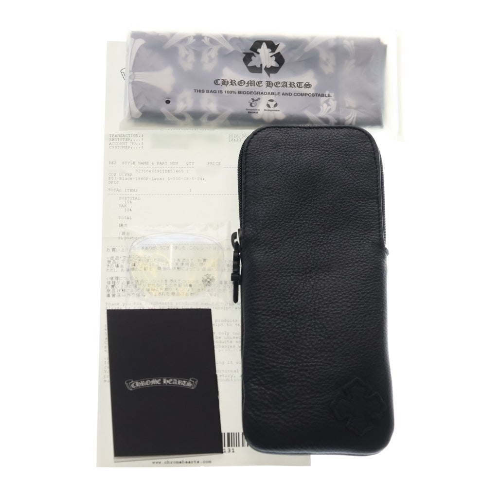 CHROME HEARTS(クロムハーツ) COX UCKER CHクロステンプル ウェリントン サングラス メガネ アイウェア ブラック/ゴールド 度有り