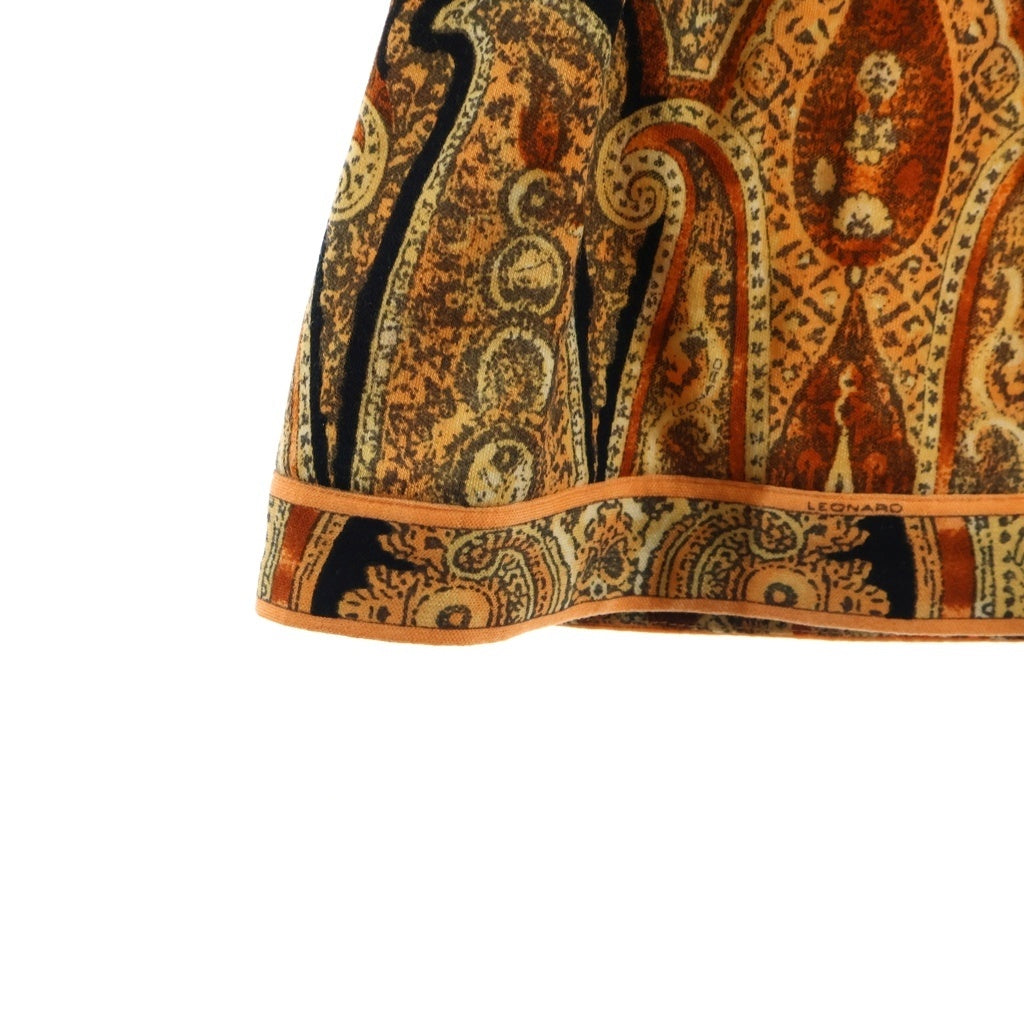 LEONARD(レオナール) 総柄 ウール 長袖ワンピース レディース オレンジ
