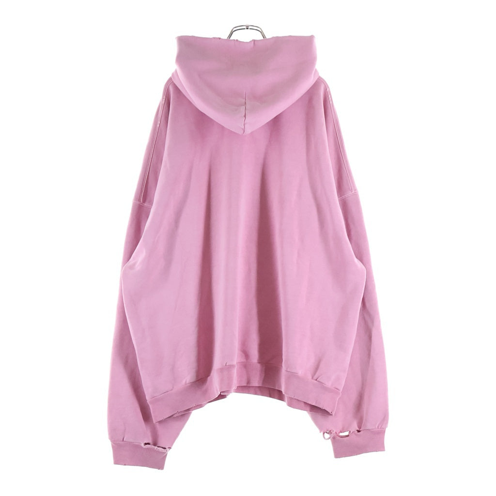 BALENCIAGA(バレンシアガ) 23AW PARIS MOON HOODIE パリスムーン フロントプリント ダメージ加工 スウェットプルオーバーパーカー フーディー ピンク 744462