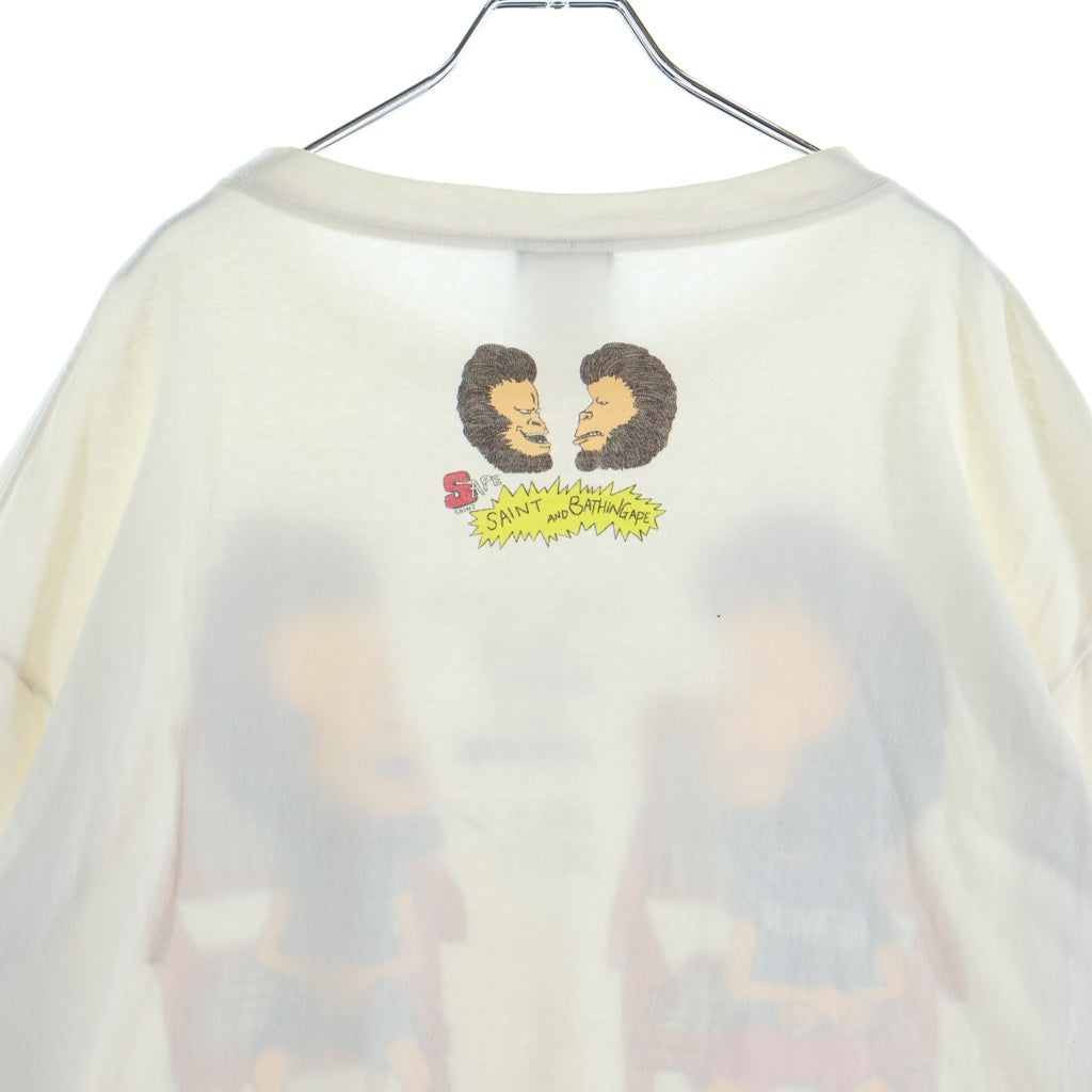 SAINT MICHAEL(セントマイケル) 23SS ×A BATHING APE AP-SS TEE/HVN & HELL アベイシングエイプ フロントプリント クルーネック半袖Tシャツ カットソー ホワイト SM-S23-0000-110