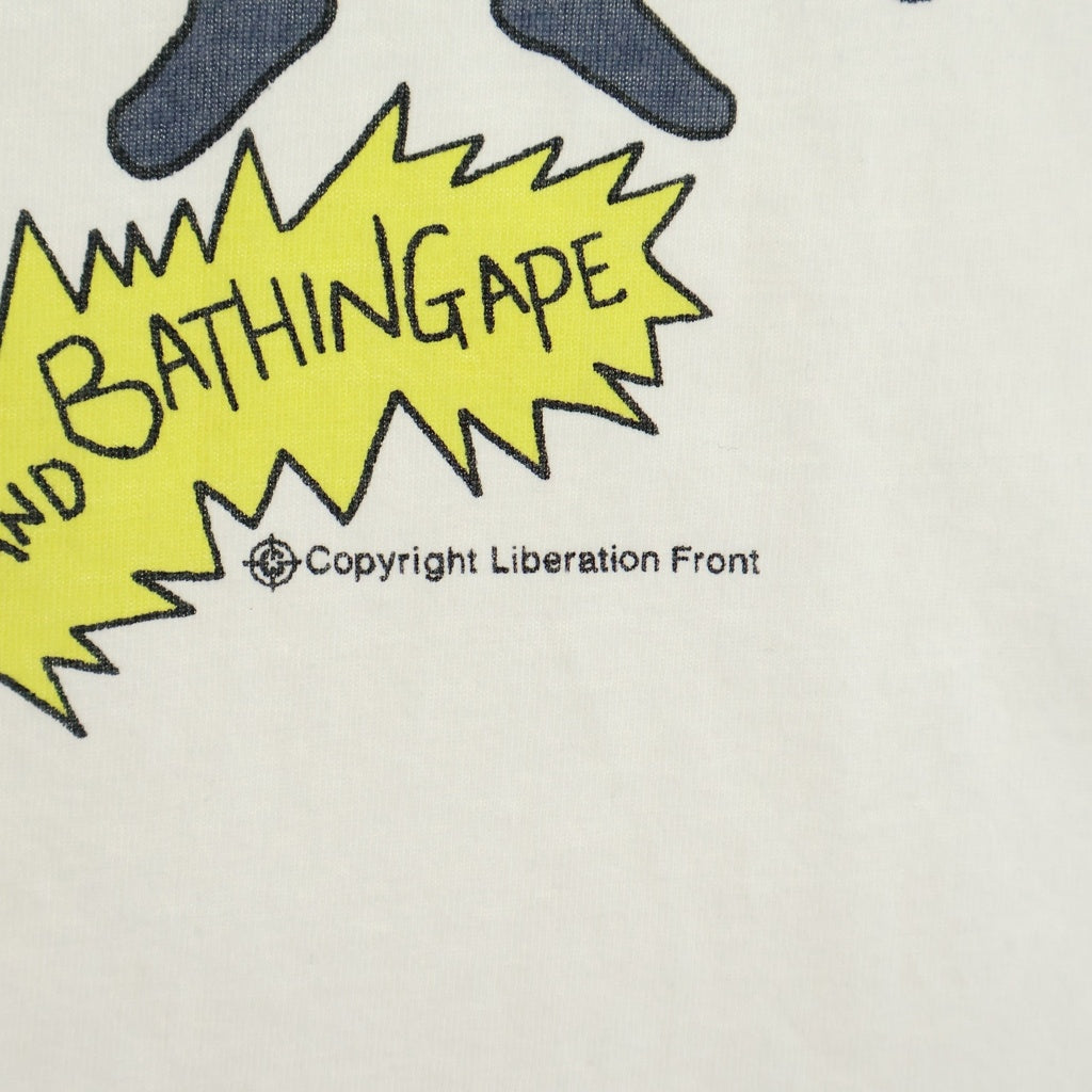 SAINT MICHAEL(セントマイケル) 23SS ×A BATHING APE AP-SS TEE/HVN & HELL アベイシングエイプ フロントプリント クルーネック半袖Tシャツ カットソー ホワイト SM-S23-0000-110