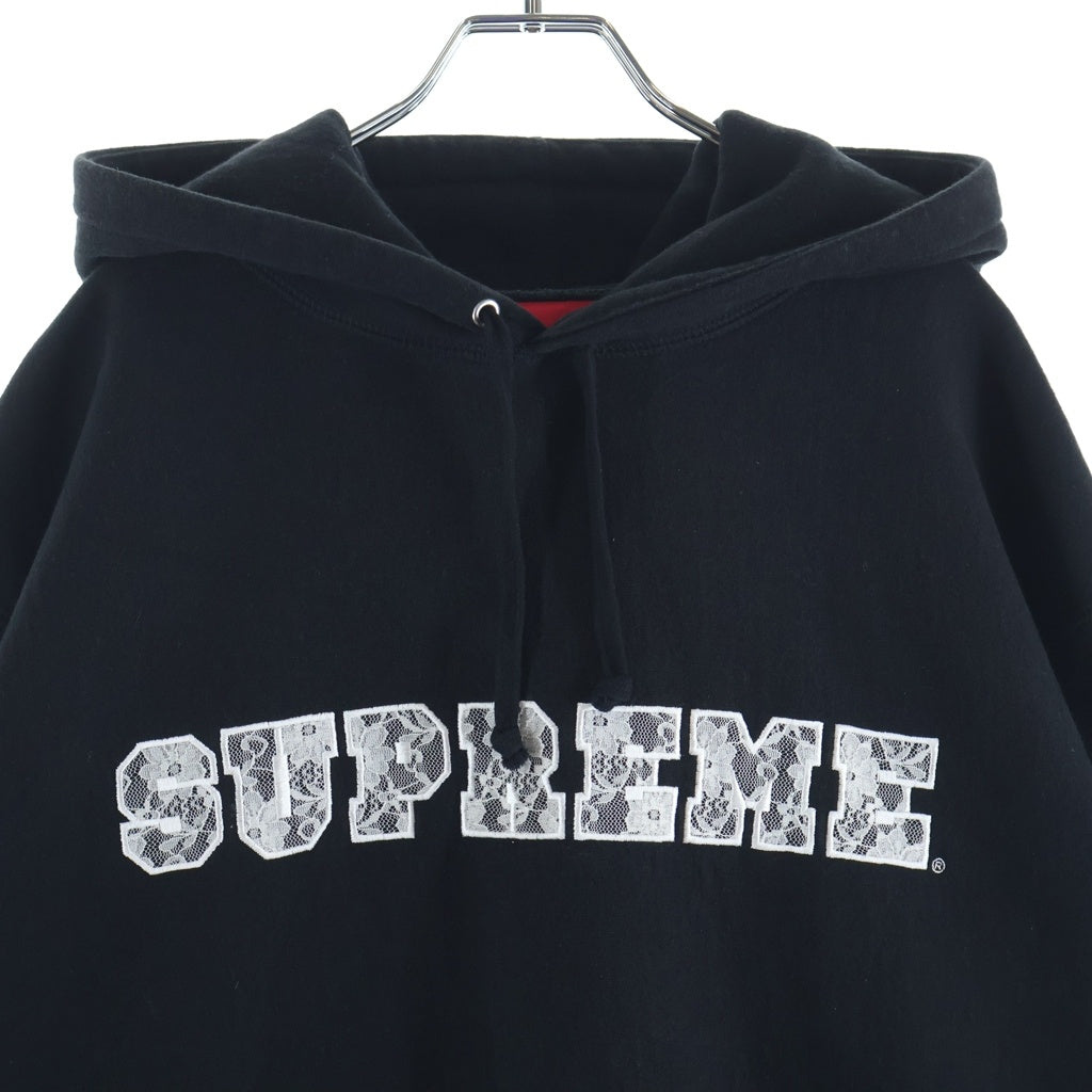 SUPREME(シュプリーム) 22SS Lace Hooded Sweatshirt レースロゴ スウェット プルオーバーパーカー フーディー ブラック