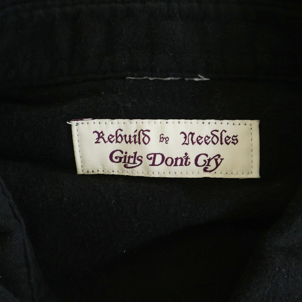 Rebuild by needles(リビルドバイニードルス) 20AW ×GIRLS DON'T CRY ガールズドントクライ フランネル 再構築シャツ ブラック HM415