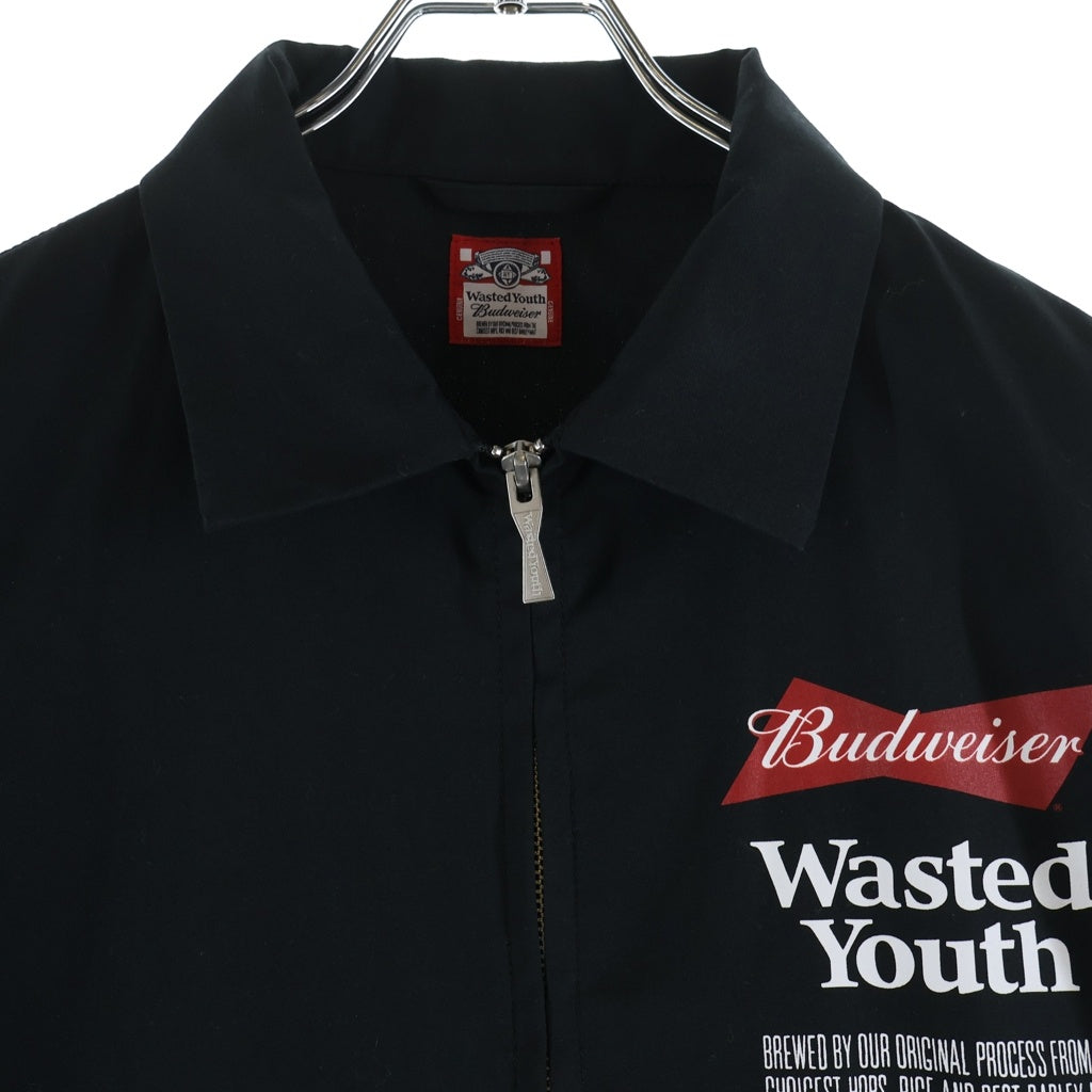 WASTED YOUTH(ウェイステッドユース) 23AW ×BUDWEISER JACKET バドワイザー ジャケット スウィングトップ ブラック