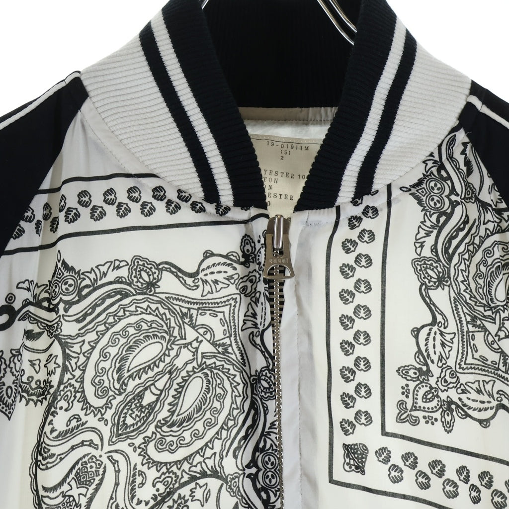 Sacai(サカイ) 19SS バンダナ柄ジップアップブルゾン ボンバージャケット ホワイト/ブラック 19-01911M