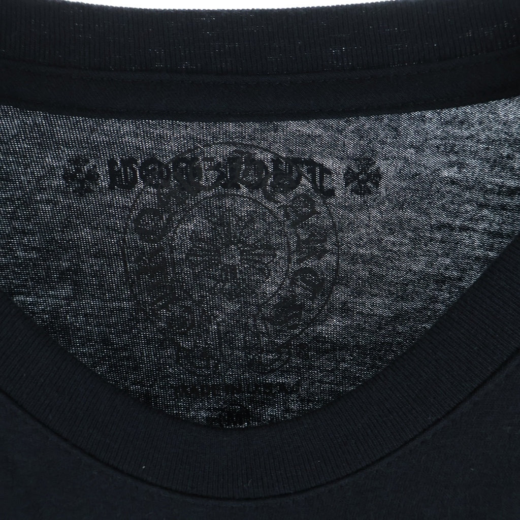 CHROME HEARTS(クロムハーツ) FLRL CRS HORSESHOE L/S TEE 袖フローラルクロス バックホースシュープリント コットン ロングスリーブカットソー 長袖Tシャツ ブラック