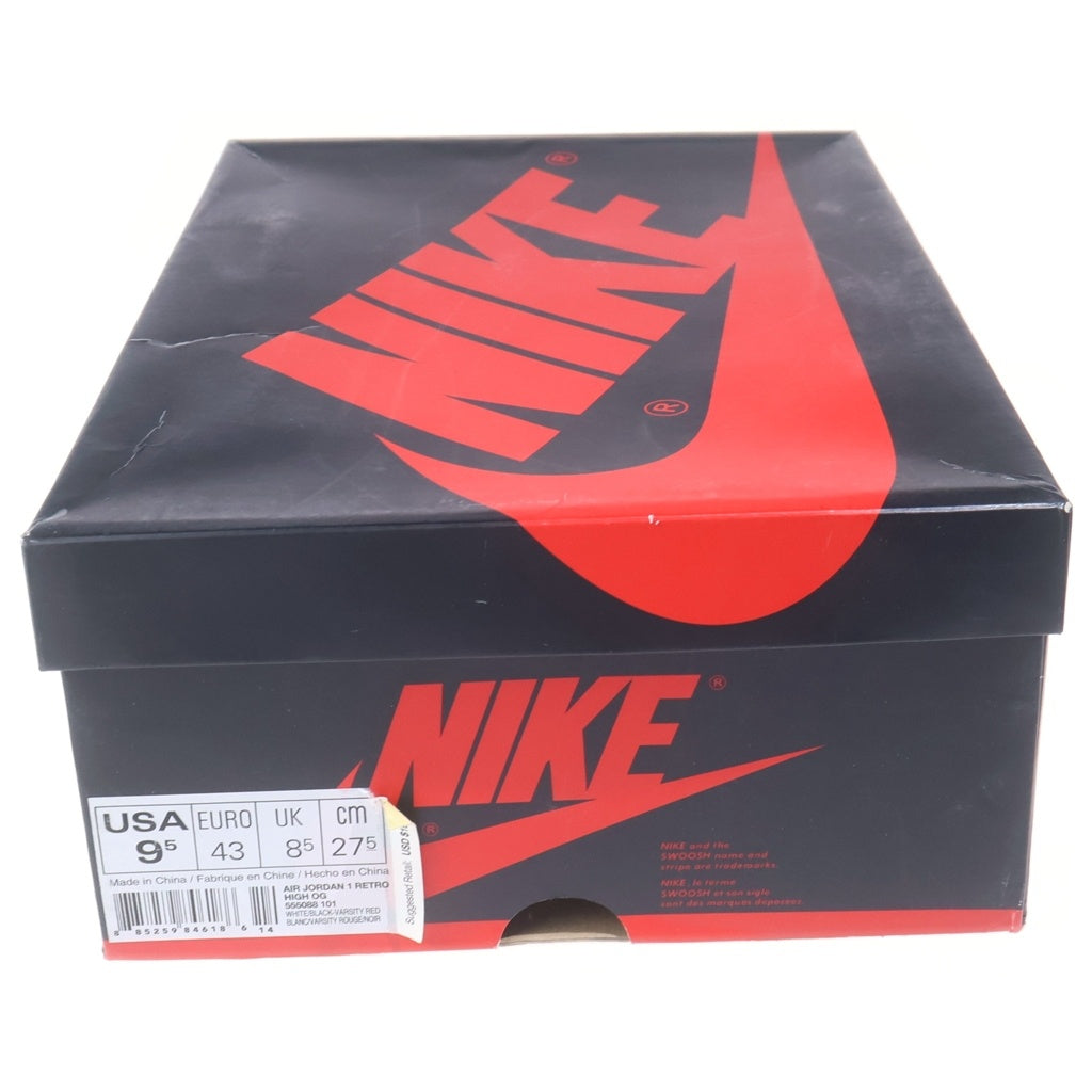 NIKE(ナイキ) 【鑑賞用 2015年製】 AIR JORDAN 1 RETRO HIGH OG CHICAGO エアジョーダン 1 レトロ シカゴ ハイカットスニーカー レッド US9.5/27.5cm 555088-101