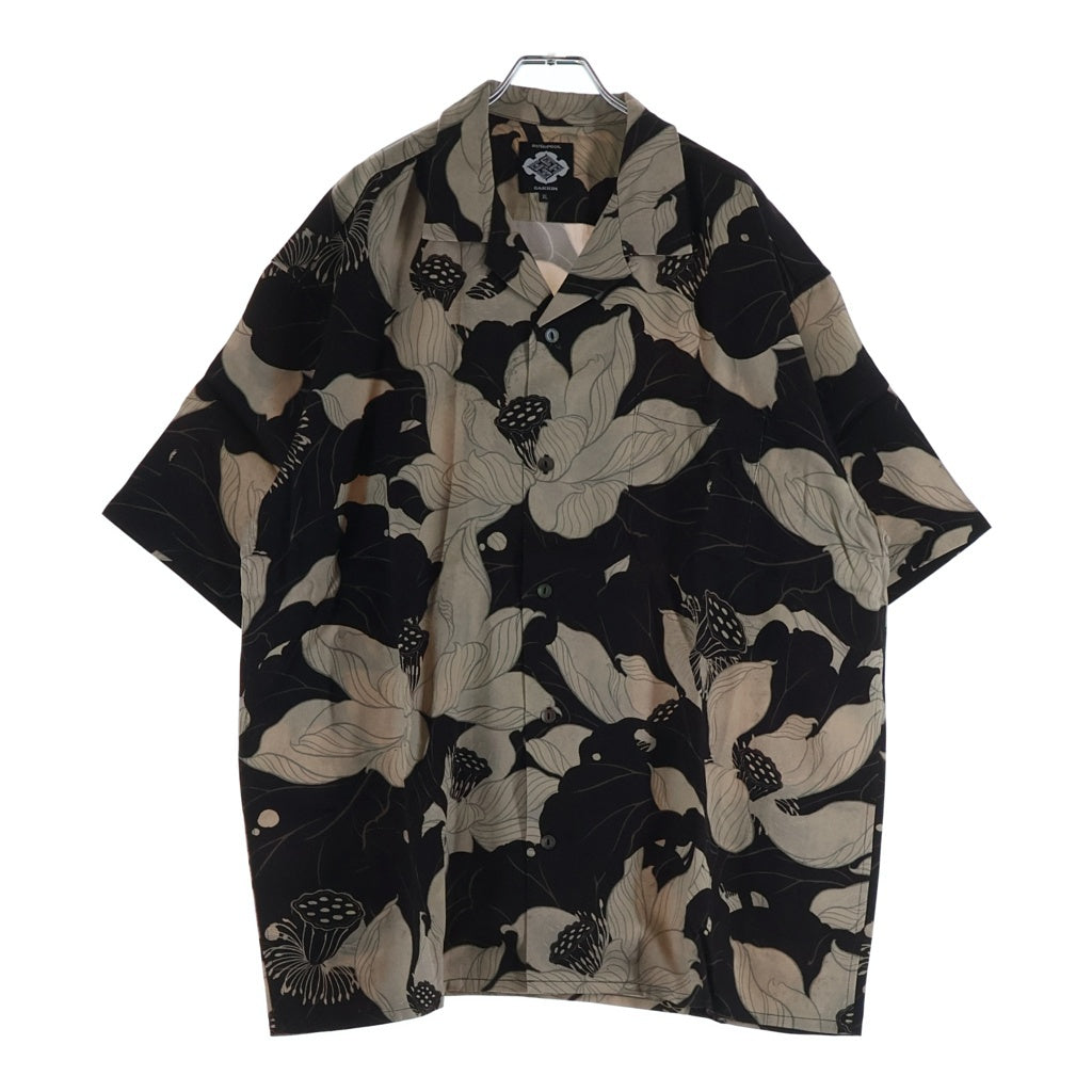 BUDSPOOL(バッズプール) ×GAKKIN 浮蓮華 HAWAIIAN SHIRT ガッキン 半袖ハワイアンシャツ ブラック/ベージュ APHR-0294