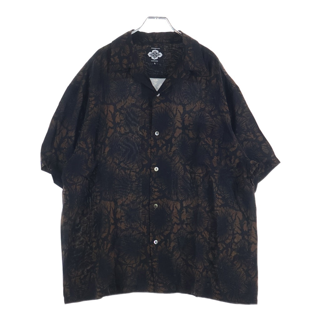 BUDSPOOL(バッズプール) ×GAKKIN 松煙墨 HAWAIIAN SHIRT ガッキン 半袖ハワイアンシャツ ブラック/ブラウン