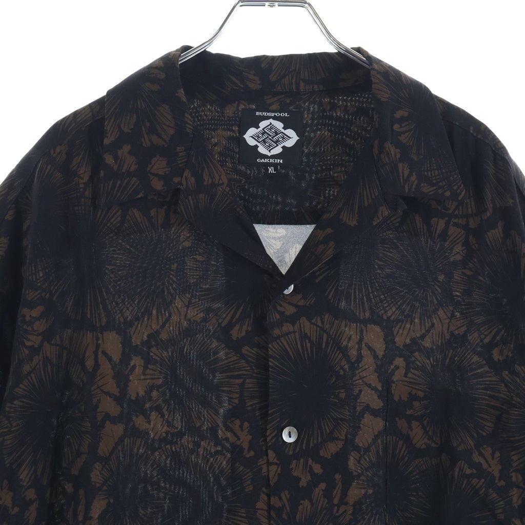 BUDSPOOL(バッズプール) ×GAKKIN 松煙墨 HAWAIIAN SHIRT ガッキン 半袖ハワイアンシャツ ブラック/ブラウン