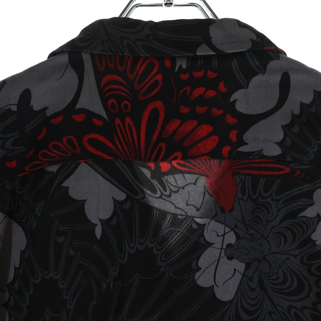 BUDSPOOL(バッズプール) ×GAKKIN 三艶蝶 HAWAIIAN SHIRT ガッキン 半袖ハワイアンシャツ ブラック/レッド APHR-0292