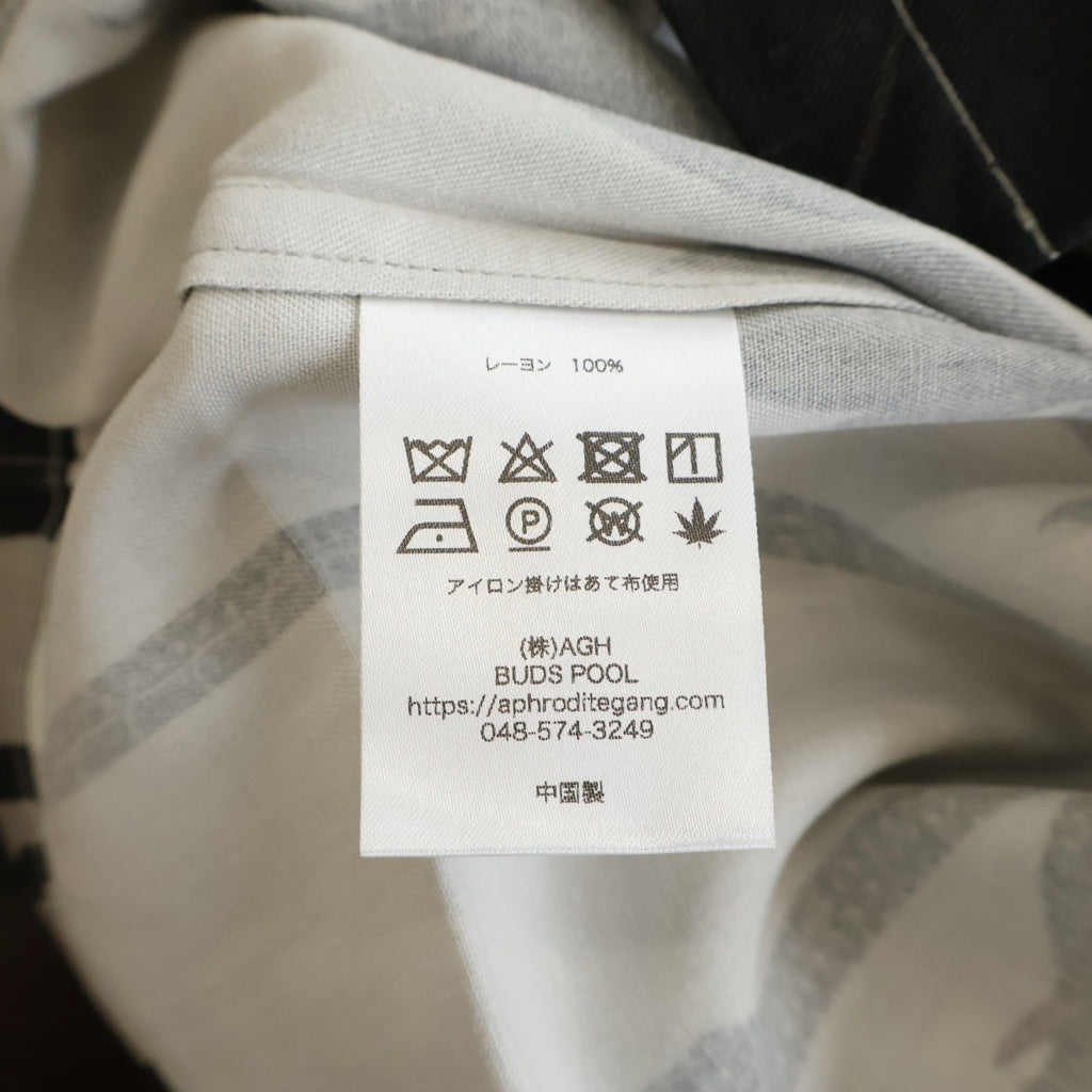 BUDSPOOL(バッズプール) ×GAKKIN 赤目鶴 L/S HAWAIIAN SHIRT ガッキン ロングスリーブハワイアンシャツ 長袖 ブラック/グレー