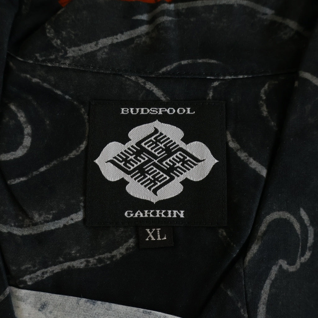 BUDSPOOL(バッズプール) ×GAKKIN 渦軍鶏 HAWAIIAN SHIRT ガッキン 半袖ハワイアンシャツ ブラック