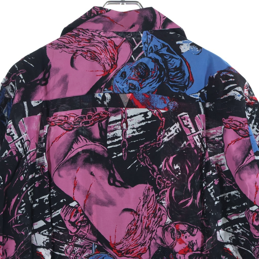 WACKO MARIA(ワコマリア) 26SS ×TERRIFIER HAWAIIAN SHIRT グラフィックプリント 半袖ハワイアンシャツ ブラック/ピンク TERRIFIER-WM-HI03