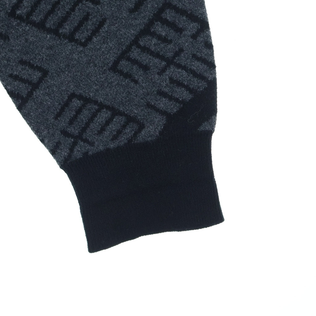 BUDSPOOL(バッズプール) ×GAKKIN 花罰家紋 COTTON KNIT JACQUARD SWEATER ガッキン コットン ジャガード クルーネックニットセーター ブラック/グレー