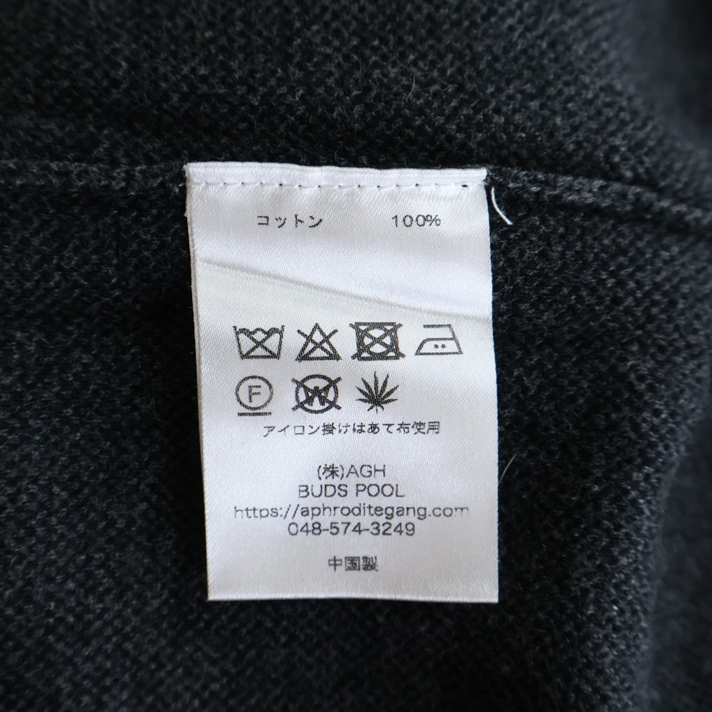BUDSPOOL(バッズプール) ×GAKKIN 花罰家紋 COTTON KNIT JACQUARD SWEATER ガッキン コットン ジャガード クルーネックニットセーター ブラック/グレー