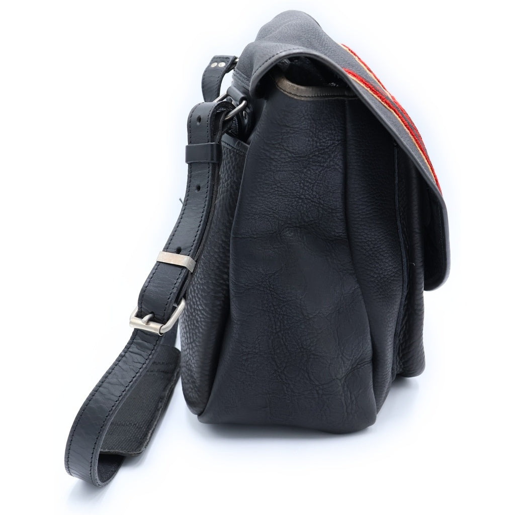 NO BRAND(ノーブランド) BEAVER ROOTS ビーバー ルーツ ロゴワッペン レザーメッセンジャーバッグ ブラック