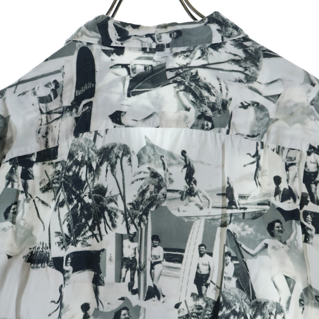 COMME des GARCONS HOMME(コムデギャルソンオム) 05SS AD2004 ビーチプリント ボタンアップ 総柄 レーヨン クルーネック 半袖シャツ