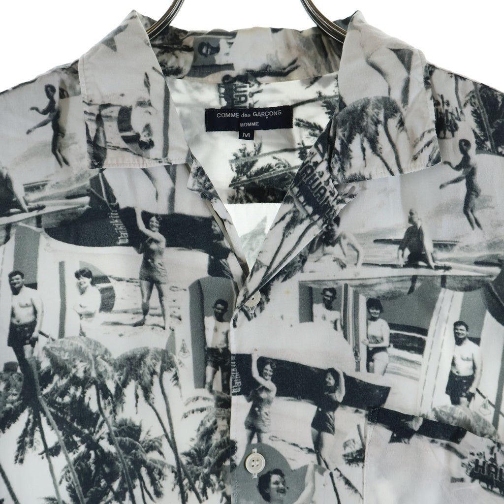 COMME des GARCONS HOMME(コムデギャルソンオム) 05SS AD2004 ビーチプリント ボタンアップ 総柄 レーヨン クルーネック 半袖シャツ