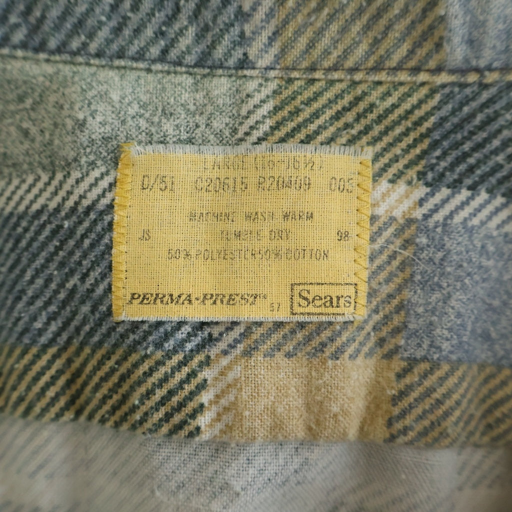 VINTAGE(ヴィンテージ) 70S VINTAGE SEARS ヴィンテージ シアーズ ブロックチェック 長袖シャツ ブラウン/ブルー